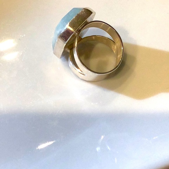 Jay King Contemporary Geometric Sterling Silver & Aquamarine Ring! - Picture 6 of 11